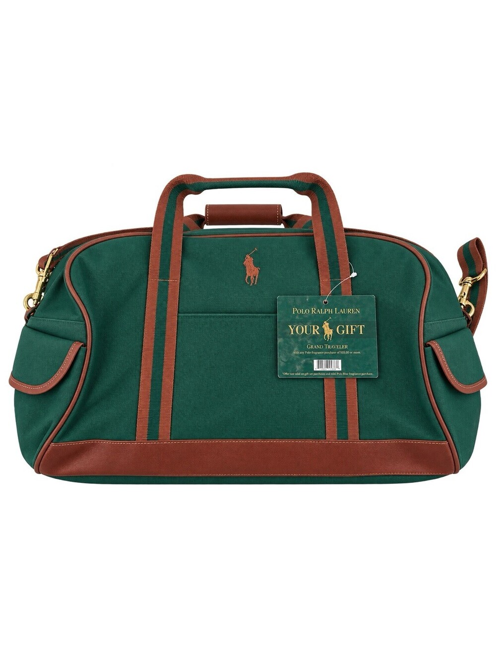 Polo Ralph Lauren green duffle bag travel grand traveler weekender canvas vtg